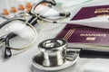 Basic Medicine Elements To Travel Abroad, Conceptual Image Royalty Free Stock Photo