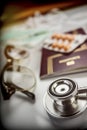 Basic Medicine Elements To Travel Abroad, Conceptual Image Royalty Free Stock Photo