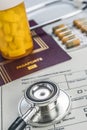 Basic medicine elements to travel abroad, Royalty Free Stock Photo