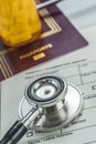 Basic Medicine Elements To Travel Abroad, Conceptual Image Royalty Free Stock Photo