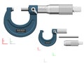 Basic micrometer on transparent background. There are 3 components which are perfect assembly for your own composition