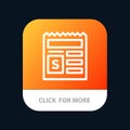 Basic, Money, Document, Bank Mobile App Button. Android and IOS Line Version Royalty Free Stock Photo