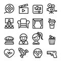 Basic Movies icons set Line icon Vector illustration