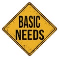 Basic needs vintage rusty metal sign