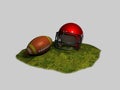 Helmet and american football ball