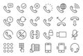 Basic phone and call icon set, outline style