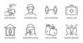 Basic protective measures against the new coronavirus. Vector set of icons. Editable Stroke. Hand washing, respiratory mask,