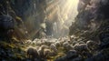 Basic representation of the parable of the lost sheep Royalty Free Stock Photo