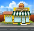 Yellow burger store building background