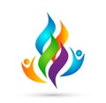 Flame fire people logo, modern flames logotype symbol icon design vector on white background Royalty Free Stock Photo