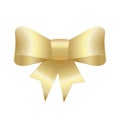 Vector Shiny Golden Satin Gift Bow Close up Isolated on White Background Royalty Free Stock Photo