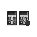 Black glyph calculator simple vector icon.