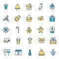 Christmas Celebration Isolated Vector Icons Set that can be easily modified or edit in any style. Christmas Celebration Isolated Royalty Free Stock Photo