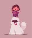 Little girl with pet. Cartoon vector illustration Royalty Free Stock Photo