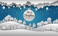 Merry Christmas and Happy New Year 2019 and snow blue background