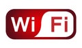 Wifi icon symbol wireless connection 3d icon button in red element on white background