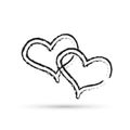 Abstract Love hand drawn two heart happy valentines day on white background Royalty Free Stock Photo