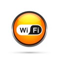 Wifi icon symbol wireless connection 3d icon glossy button in blue element on white background