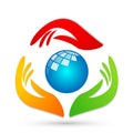 Globe save world People care Hands taking care people save protect world earth care logo icon element vector on white background Royalty Free Stock Photo