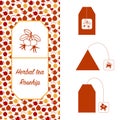 Design elements for tea packaging. Rosehip herbal tea.