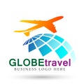 Globe world Travel people logo icon element vector on white background Royalty Free Stock Photo