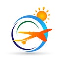 Globe world Travel people sun logo icon element vector on white background Royalty Free Stock Photo