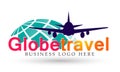 Globe world Travel people logo icon element vector on white background Royalty Free Stock Photo