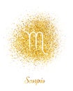 Zodiac sign Scorpio on gold background