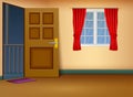 Cartoon of house entrance living room design