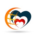 Globe world heart love logo icon on white background Royalty Free Stock Photo
