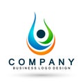 Water drop people logo concept of water drop people union team work wellness symbol icon nature drops elements vector design Royalty Free Stock Photo