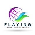 Globe world flaying Travel logo icon element vector on white background