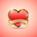 Valentine heart badge flag emblem, Vector illustration