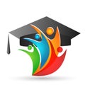 Graduates people globe logo icon successful graduation students bachelor icon element on white background