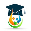 Graduates academic high education students logo icon successful graduation students bacholar icon element on white background
