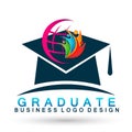 World Graduates people globe logo icon successful graduation students bachelor icon element on white background