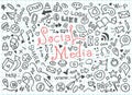 Set of social media doodles - Vector