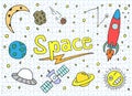 Space doodle set - Vector Royalty Free Stock Photo
