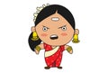 Cartoon Illustration Of South Indian Woman.