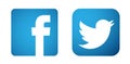 Facebook and Twitter social media logos icons element vector on white background Royalty Free Stock Photo
