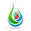 Water drop people logo concept of water drop people union team work wellness symbol icon nature drops elements vector design Royalty Free Stock Photo