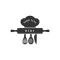 Restaurant business vector logo design. Black isolated cooking company trademark logo stamp Royalty Free Stock Photo