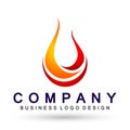 Flame fire logo, modern flames logotype symbol icon design vector on white background Royalty Free Stock Photo