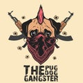 Gangster pug dog Print on T-shirts