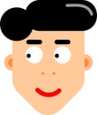 Young guy with black hair smilling face flat deaign