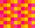 Colorful checkered square seamless repeating background in colors of yellow, pink orange and magenta.