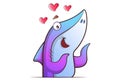 Cartoon Illustration Of Cute Shark .