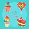 Sweet And Cakes, Cute Illustration