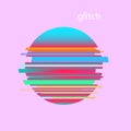 Glitch cirlce digital background simple logo vector