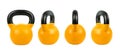 Set vector gym orange kettlebell of fitness equipme